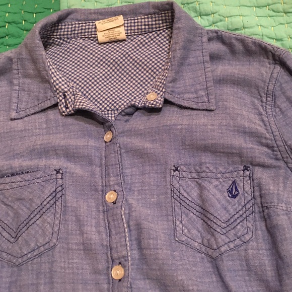 Volcom Blue Denim Cotton long sleeve button up Shirt - Picture 3 of 12